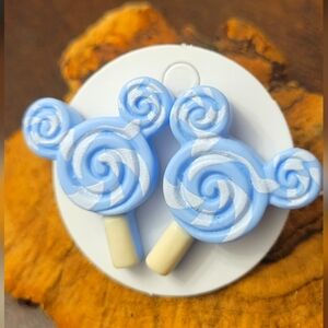 Mouse Ear Lollipop Earrings Blue Minnie Mouse